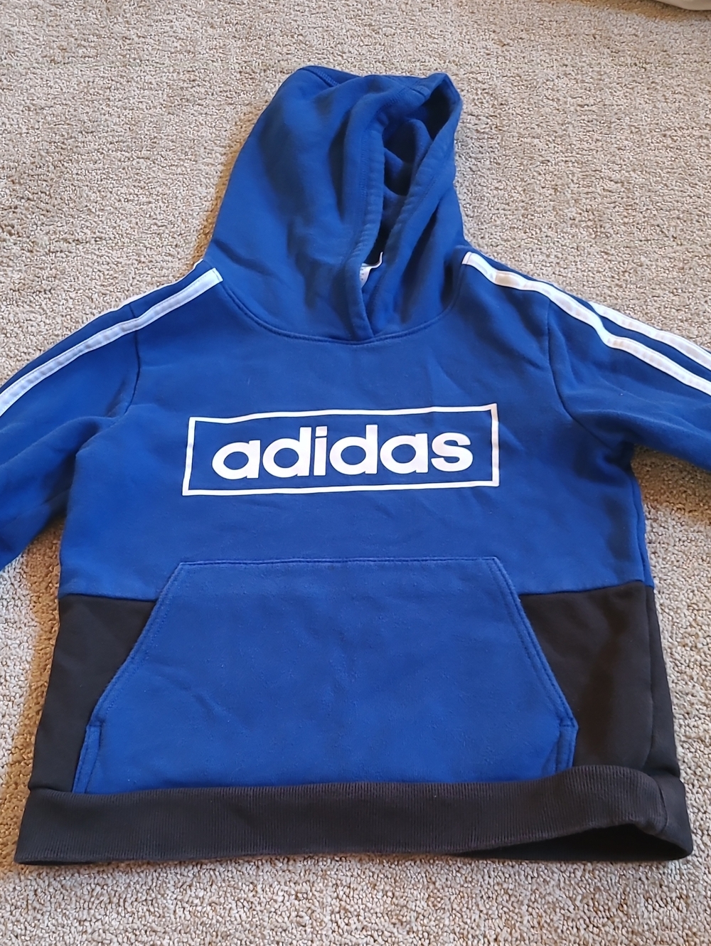 adidas Royal Blue and Black Logo Kids Hoodie